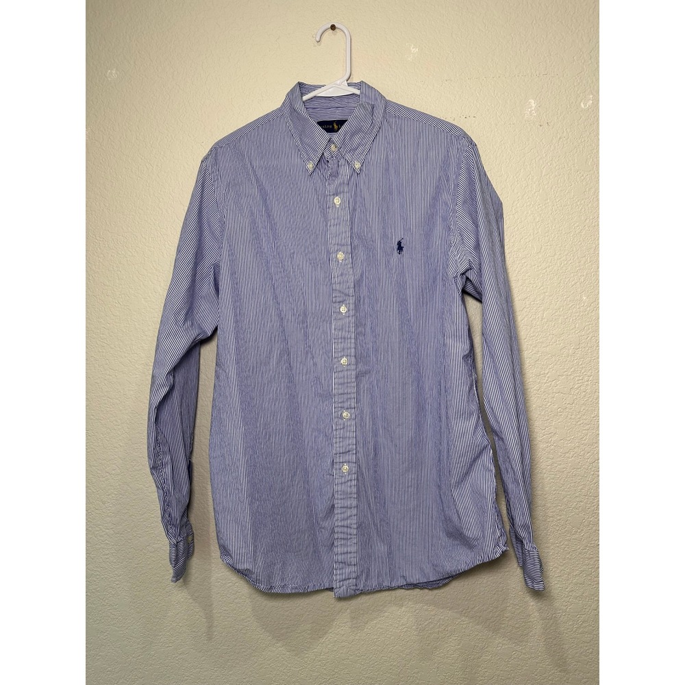 Ralph Lauren Mens Classic Fit Button Down Shirt‎ Stripe Polo Pony Logo Size L